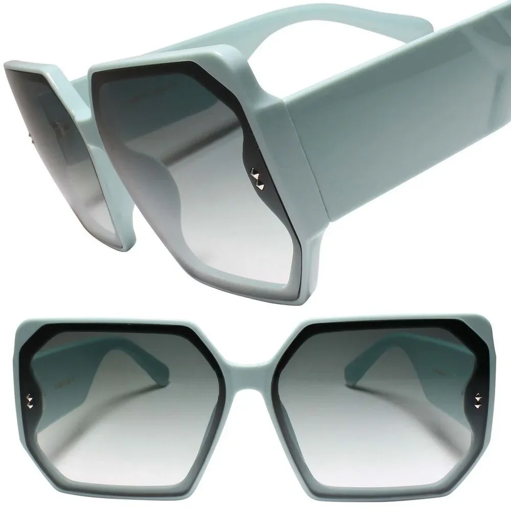 Classy Oversized Sophisticated Luxury Womens Pastel Green Square Sunglasses